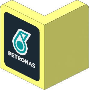 Panel  1 x  1 x  1 Corner with Rounded Corners with Petronas Logo on Black Background Left Sticker