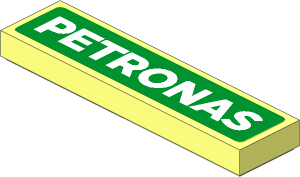 Tile  1 x  4 with White "PETRONAS" on Green Background Sticker