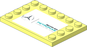 Plate  4 x  6 with 12 Studs on Three Edges with Mercedes AMG Petronas Formula One Team Logo on White Background Sticker