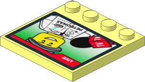 Plate  4 x  4 with 4 Studs on One Edge with Screen with Winner Interview on Black Background Sticker
