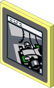 Roadsign Clip-on  2 x  2 Square with Screen with Car Detail in Pit on Black Background Sticker