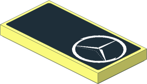 Tile  2 x  4 with White Mercedes Logo on Black Background Sticker