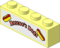 Brick  1 x  4 with Roscoe's Dogs Logo on White Background Sticker