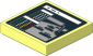 Tile  2 x  2 with Screen with Cars on Track and Colored Stripes on Black Background Sticker
