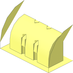 ~Brick  1 x  2 with Curved Top without Understud without Face and Vertical Side