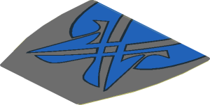 Sticker  2.6 x  2.8 with Blue Markings on Dark Bluish Grey Background