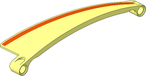 Technic Panel  3 x 13 Curved #52 Tapered Left with Reddish Orange Stripe Pattern