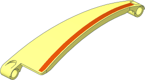 Technic Panel  3 x 13 Curved #53 Tapered Right with Reddish Orange Stripe Pattern