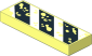 Tile  1 x  3 with Black and White Danger Stripes and Worn Spots Pattern