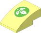 Slope Brick Curved  3 x  2 with Plant with  3 Leaves on Bright Green Cirle and Yellowish Green Border Pattern