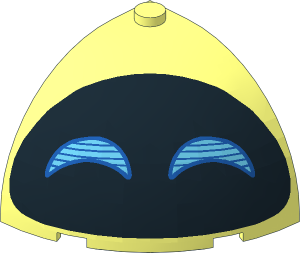 Brick  4 x  4 x  2.667 Corner Round with Dome Top with Medium Azure Eyes with Blue Lines on Black Oval Pattern