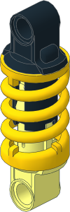 Technic Shock Absorber  6L Thick with Yellow Fake Spring and Black Cylinder (Extended)