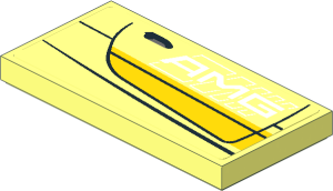 Tile  2 x  4 with Door Outline with Yellow Stripes and White AMG Logo on Transparent Background Right Sticker