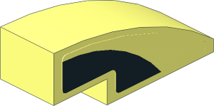 Slope Brick Curved  3 x  1 with Black Arc on Transparent Background Left Sticker