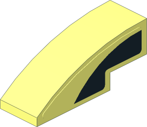 Slope Brick Curved  3 x  1 with with Black Arc on Transparent Background Right Sticker