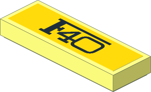 Tile  1 x  3 with Groove  with "F40" on Yellow Background Sticker