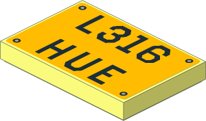 Tile  2 x  3 with "L316 HUE" Licence Plate