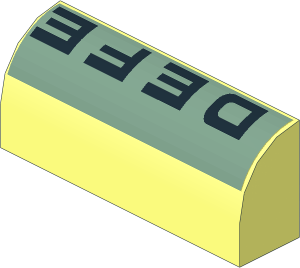 Brick  1 x  4 x  1.333 with Curved Top with "DEFE" Letters Sticker