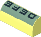 Brick  1 x  4 x  1.333 with Curved Top with "DEFE" Letters Sticker