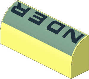 Brick  1 x  4 x  1.333 with Curved Top with "NDER" Letters Sticker