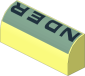 Brick  1 x  4 x  1.333 with Curved Top with "NDER" Letters Sticker