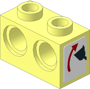 Technic Brick  1 x  2 with Holes with Shovel Up Sticker