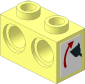 Technic Brick  1 x  2 with Holes with Shovel Up Sticker