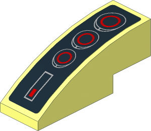 Slope Brick Curved  3 x  1 with Red Circle Back Lights on Black Background Sticker