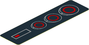 Sticker  3.0 x  0.8 with Red Circle Back Lights on Black Background