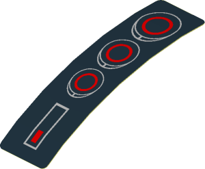 Sticker  3.0 x  0.8 with Red Circle Back Lights on Black Background (Formed)
