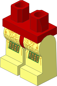Minifig Hips and Legs with Roboforce Logo, Metallic Gold Circuitry and Red Hips Pattern
