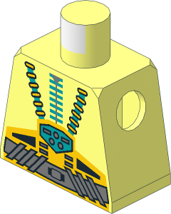 Minifig Torso with Aquaraiders Yellow Belt and Dark Turquoise Hoses Pattern