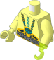 Minifig Torso with Arms, Right Hand and Left Hook Hand with Aquaraiders Yellow Belt and Dark Turquoise Hoses Pattern