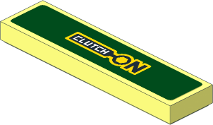 Tile  1 x  4 with Black "CLUTCH ON" on Green Background Sticker