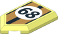 Tile  3 x  2 with Angled End with Black "68" in White Disc and Gold Stripes Sticker