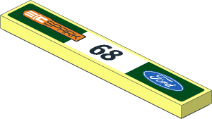 Tile  1 x  6 with Black "68" in White Stripe and Logos on Green Background Right Sticker