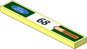 Tile  1 x  6 with Black "68" in White Stripe and Logos on Green Background Left Sticker
