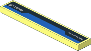 Tile  1 x  6 with Metallic Silver "F150" and "RAPTOR" in Black Stripe on Blue Background Sticker