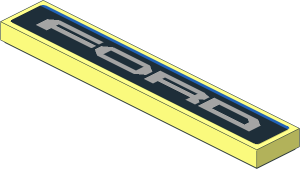 Tile  1 x  6 with Metallic Silver "FORD" in Black Stripe on Blue Background Sticker