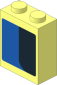 Brick  1 x  2 x  2 without Understud with  Black Trapezoid on Blue Background Right Sticker