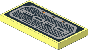 Tile  2 x  4 with Grey "Ford" Text in Grey Grille on Black Background Sticker
