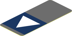 Sticker  1.8 x  0.8 with White Triangle on Dark Blue Square