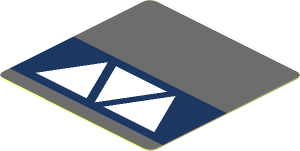 Sticker  1.8 x  1.8 with  3 White Triangles on Dark Blue Square