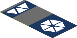 Sticker  1.8 x  3.8 with  3 and  6 White Triangles on Dark Blue Squares