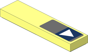 Tile  1 x  4 with White Triangle on Dark Blue Square Sticker