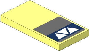 Tile  2 x  4 with  3 White Triangles on Dark Blue Square Sticker