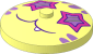 Dish  4 x  4 Inverted with Dark Pink Star Shaped Eyes, Medium Lavender Stripes and Dark Purple Closed Mouth with Tooth Pattern