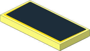 Tile  2 x  4 with Black Trapezoid on Yellow Background Sticker
