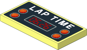 Tile  2 x  4 with "Lap Time 06.26" and 4 Orange Lights on Black Background Sticker
