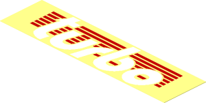 Sticker  1.5 x  5.9 with White "turbo" on Red Stripes